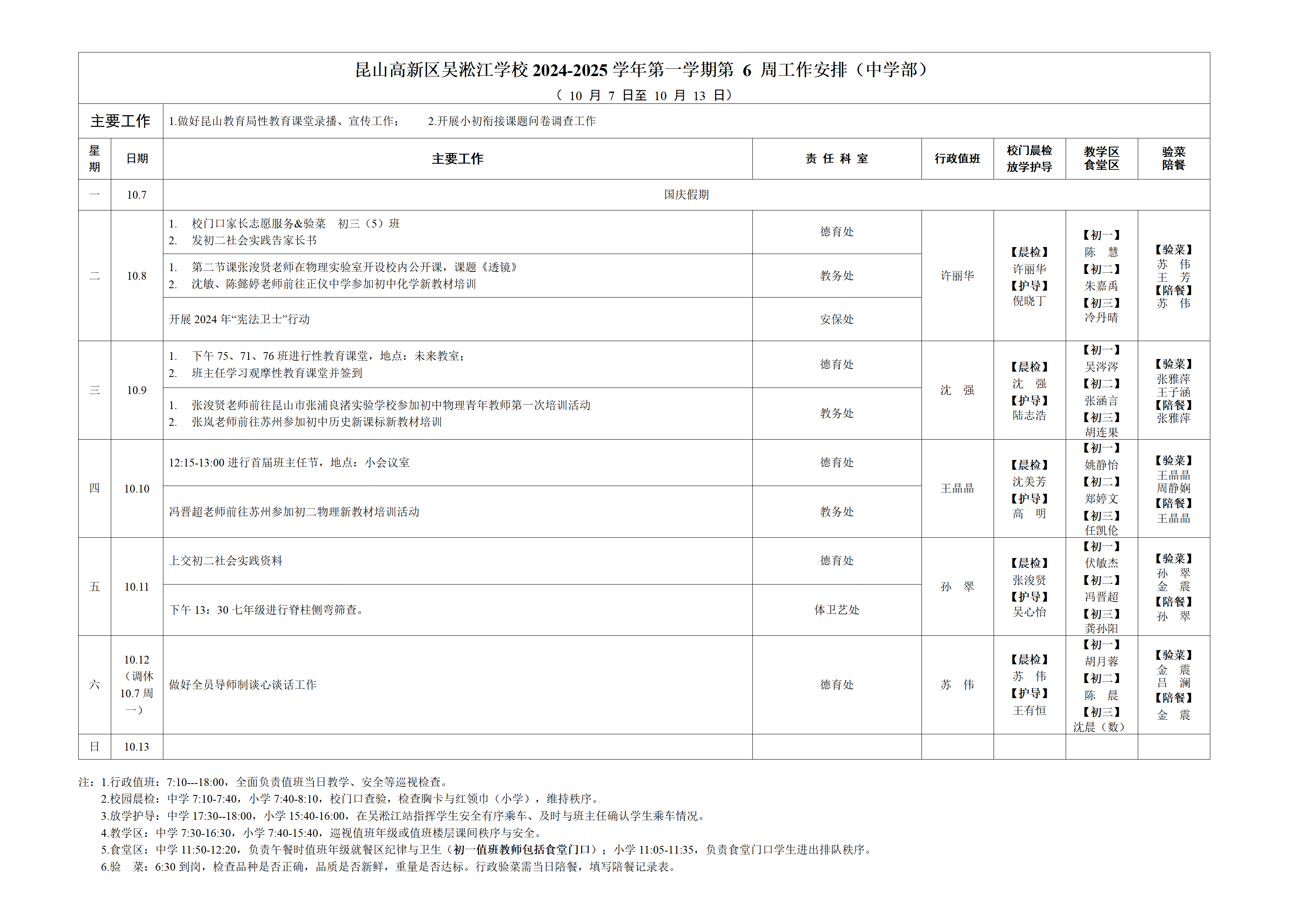 2024-2025学年第一学期第6周工作安排（中学部）.png