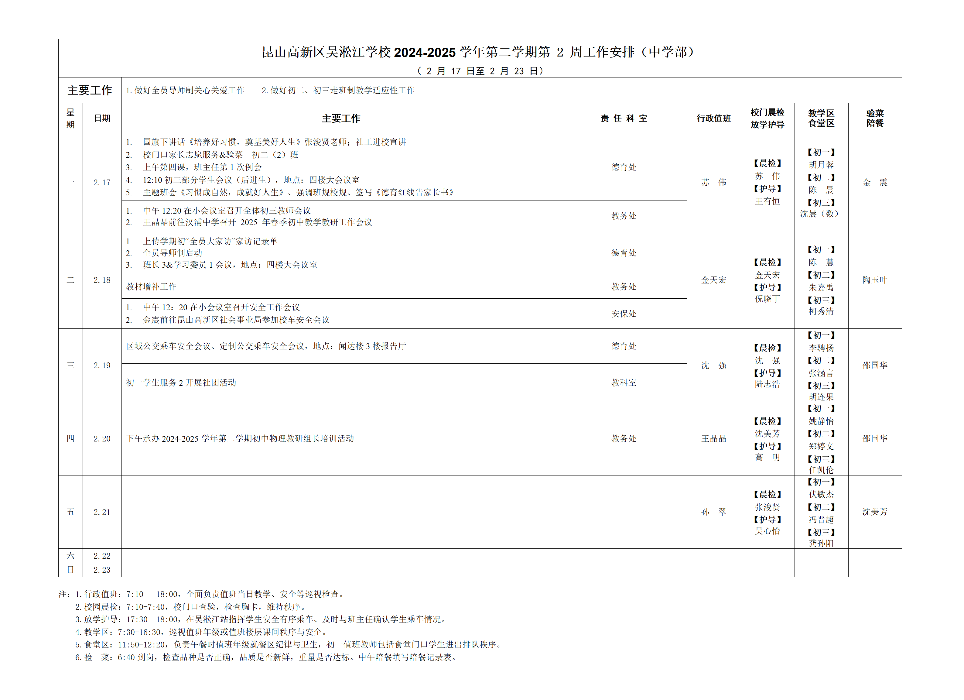 2024-2025学年第二学期第2周工作安排（中学部）.png